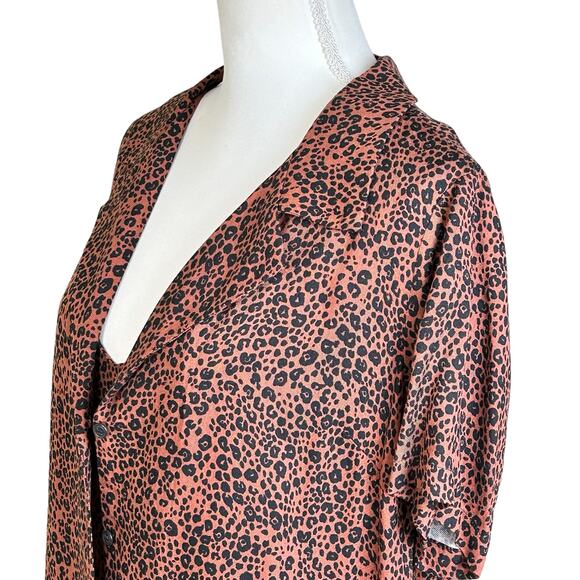 GB Lounge Dress With Topper Set Size XL Brown Black Animal Rayon Loungewear - Picture 3 of 16